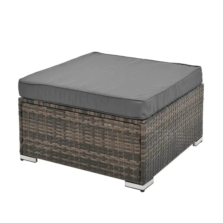 Patio Furniture, Outdoor Furniture, Seasonal PE Wicker Furniture, 4 Set Wicker Furniture With Tempered Glass Coffee Table cushioned ottoman piece in brown wicker